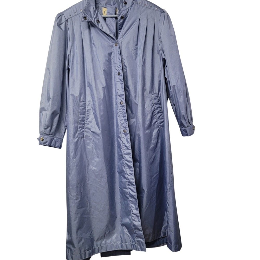 Pretense Vintage 80s Blue Trench Coat Rain Jacket Size 15/16